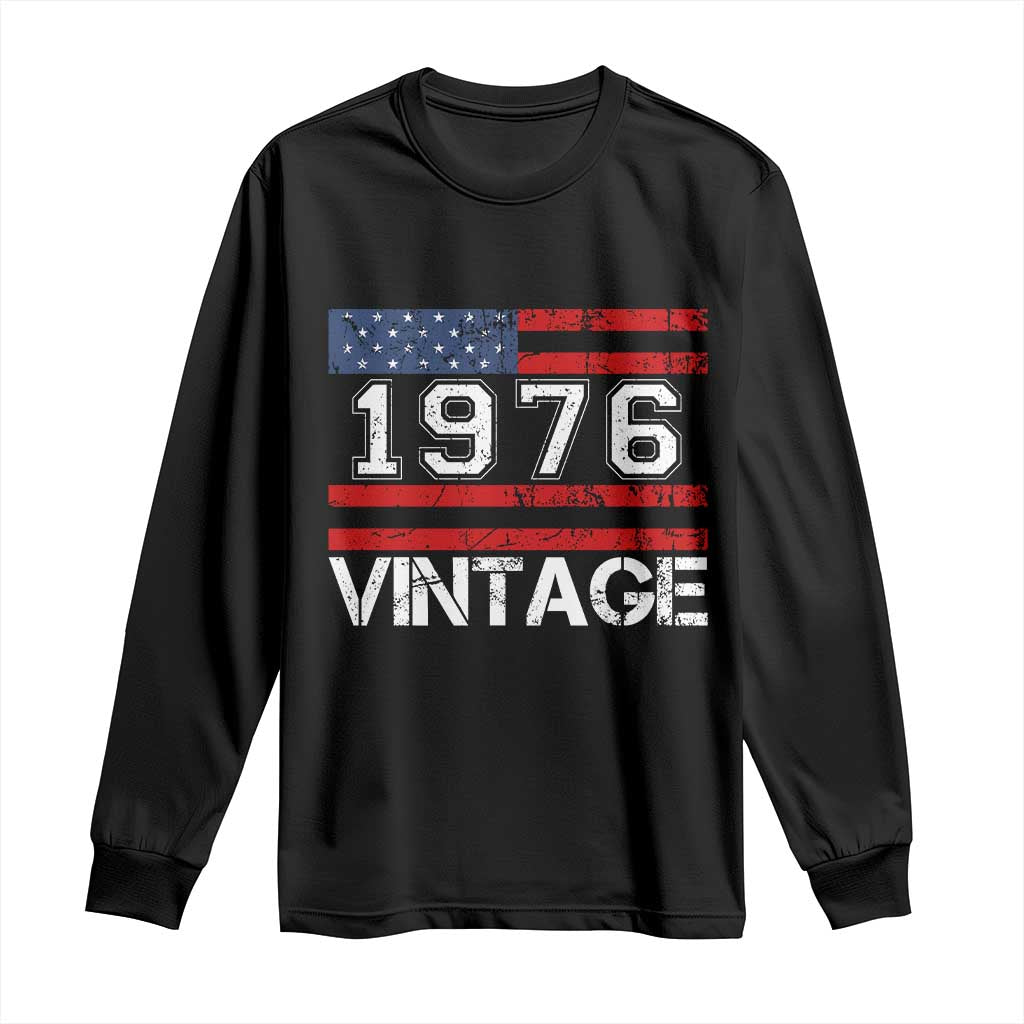 Vintage 50th Birthday Long Sleeve Shirt Retro 1976 American Flag 50 Year Old TS10 Black Print Your Wear