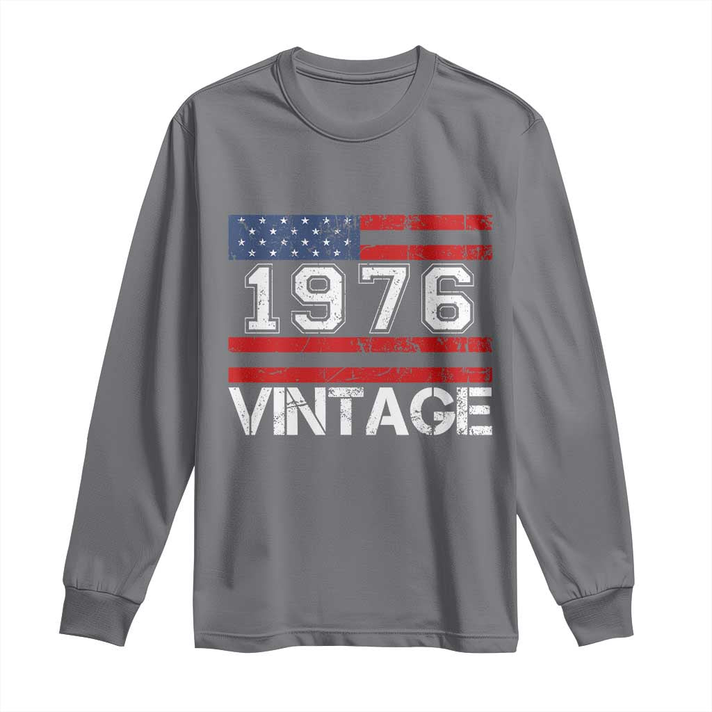 Vintage 50th Birthday Long Sleeve Shirt Retro 1976 American Flag 50 Year Old TS10 Charcoal Print Your Wear