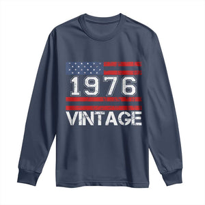 Vintage 50th Birthday Long Sleeve Shirt Retro 1976 American Flag 50 Year Old TS10 Navy Print Your Wear