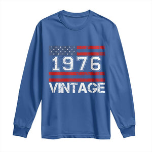 Vintage 50th Birthday Long Sleeve Shirt Retro 1976 American Flag 50 Year Old TS10 Royal Blue Print Your Wear