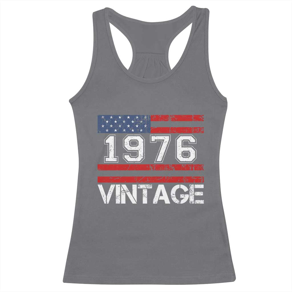 Vintage 50th Birthday Racerback Tank Top Retro 1976 American Flag 50 Year Old TS10 Charcoal Print Your Wear