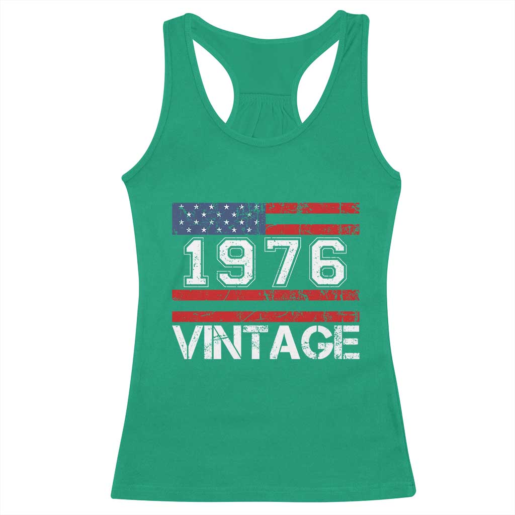 Vintage 50th Birthday Racerback Tank Top Retro 1976 American Flag 50 Year Old TS10 Irish Green Print Your Wear