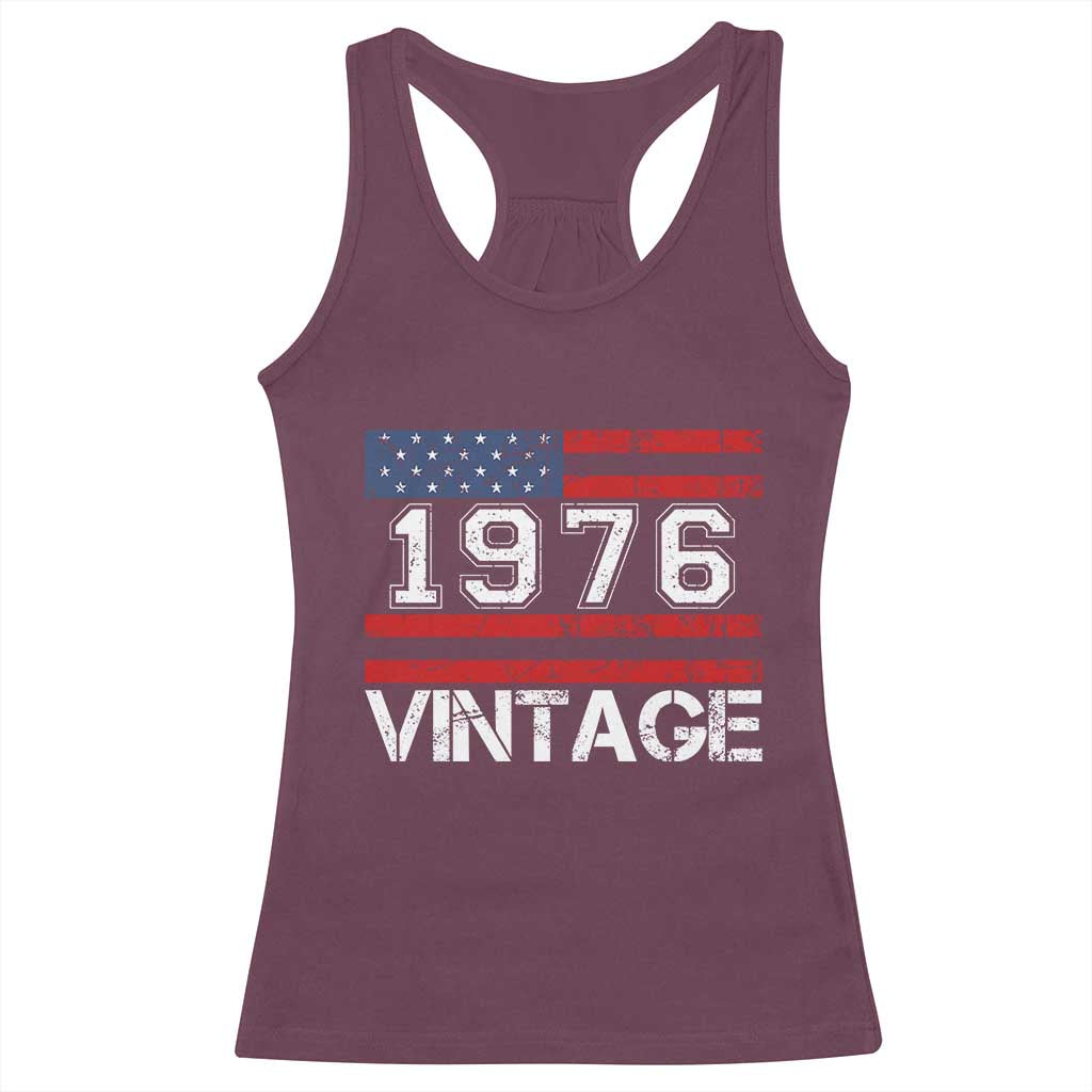 Vintage 50th Birthday Racerback Tank Top Retro 1976 American Flag 50 Year Old TS10 Maroon Print Your Wear