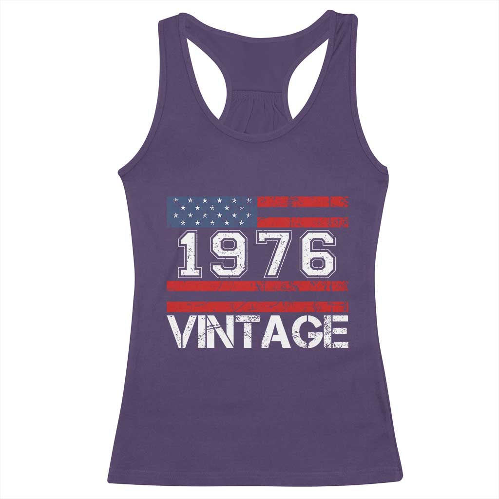 Vintage 50th Birthday Racerback Tank Top Retro 1976 American Flag 50 Year Old TS10 Purple Print Your Wear