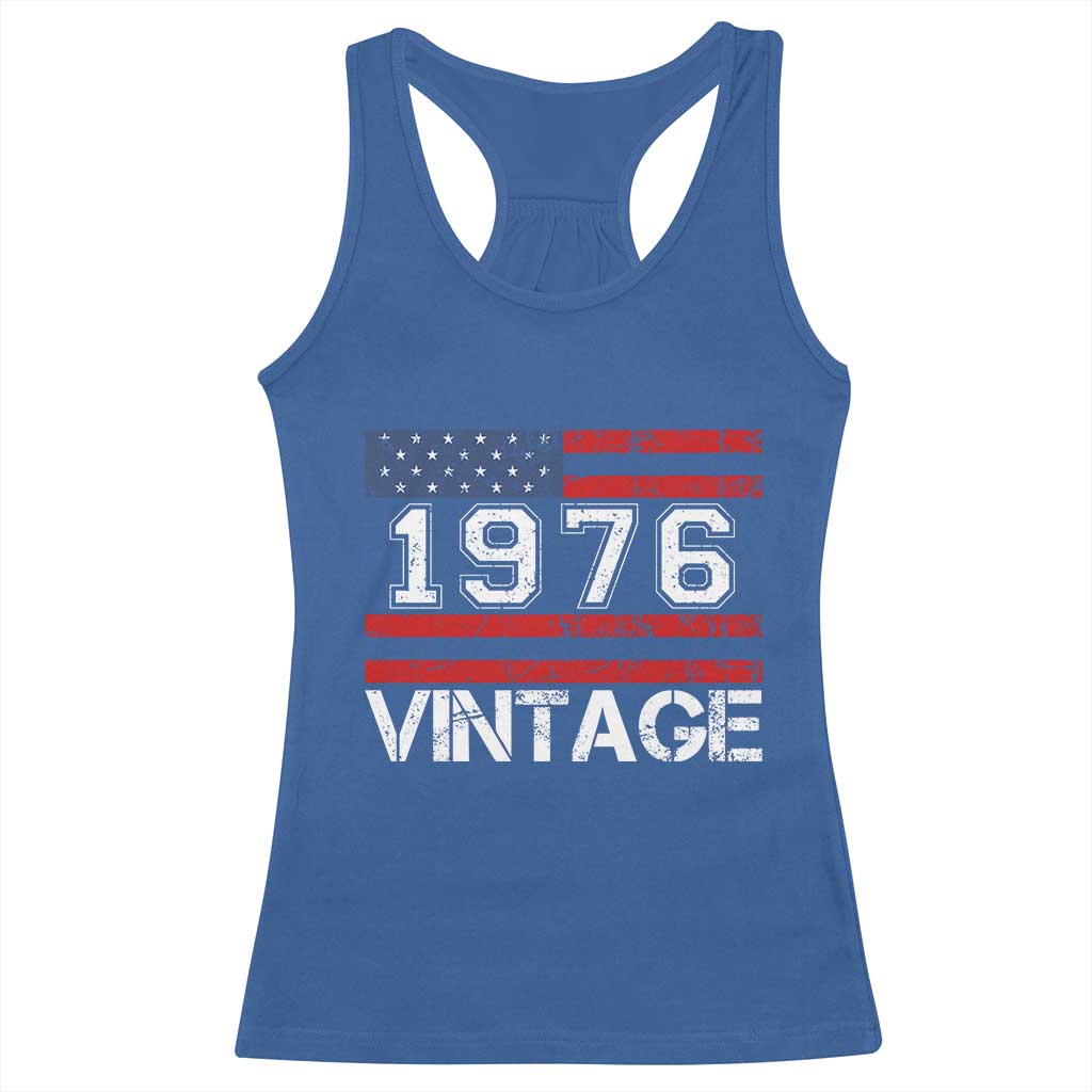 Vintage 50th Birthday Racerback Tank Top Retro 1976 American Flag 50 Year Old TS10 Royal Blue Print Your Wear