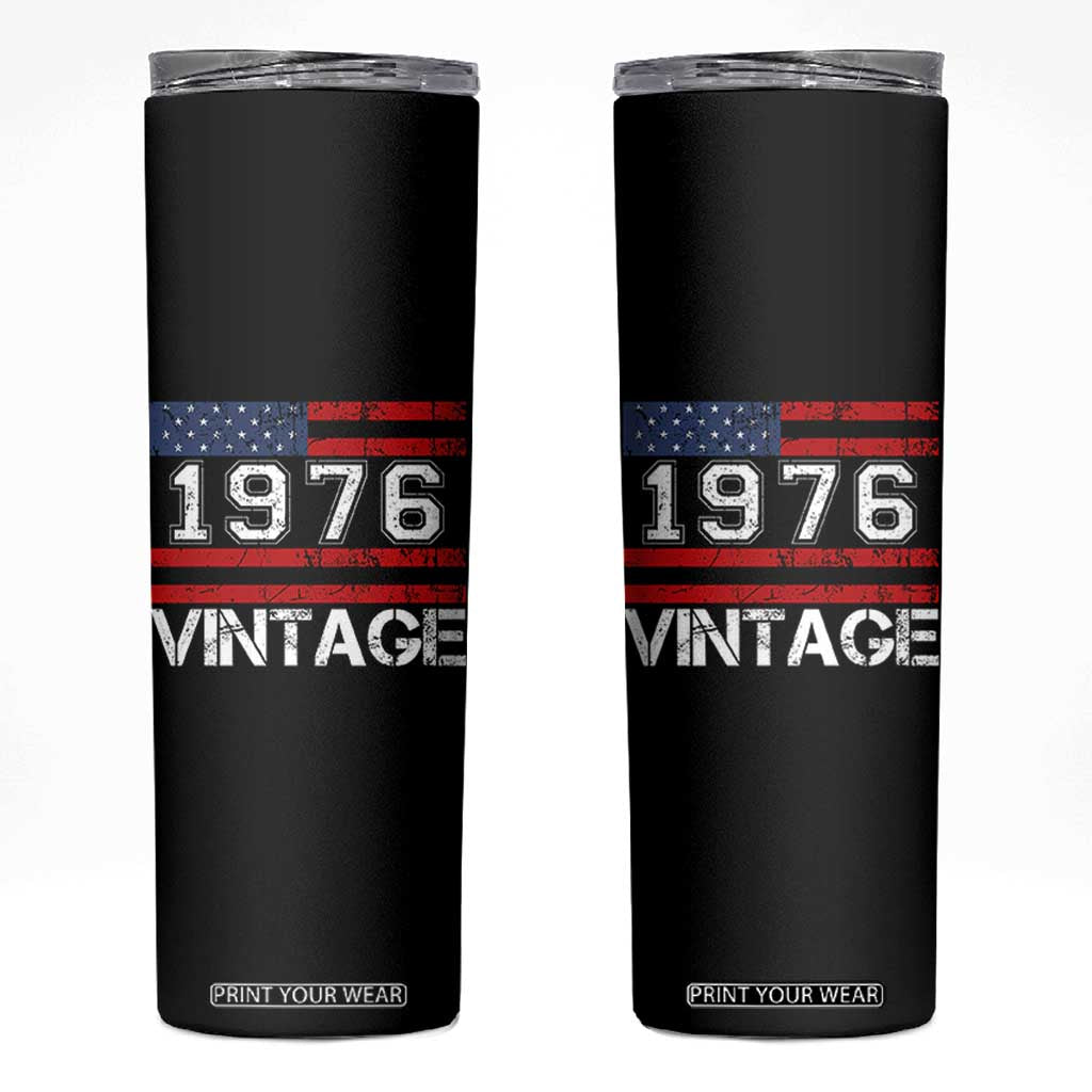 Vintage 50th Birthday Skinny Tumbler Retro 1976 American Flag 50 Year Old TS10 Black Print Your Wear