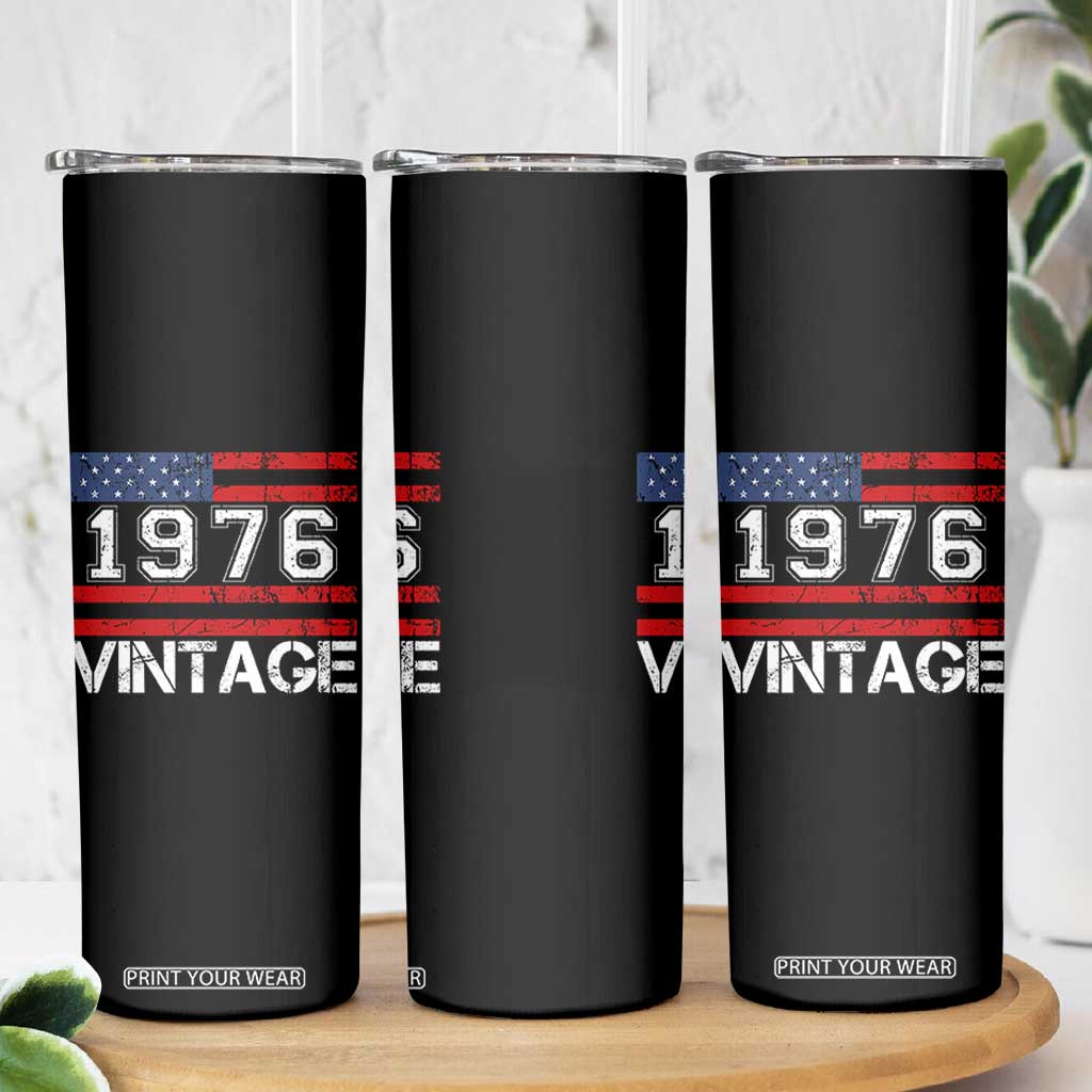 Vintage 50th Birthday Skinny Tumbler Retro 1976 American Flag 50 Year Old TS10 Print Your Wear