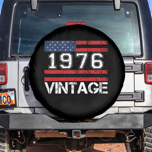 Vintage 50th Birthday Spare Tire Cover Retro 1976 American Flag 50 Year Old TS10 No hole Black Print Your Wear