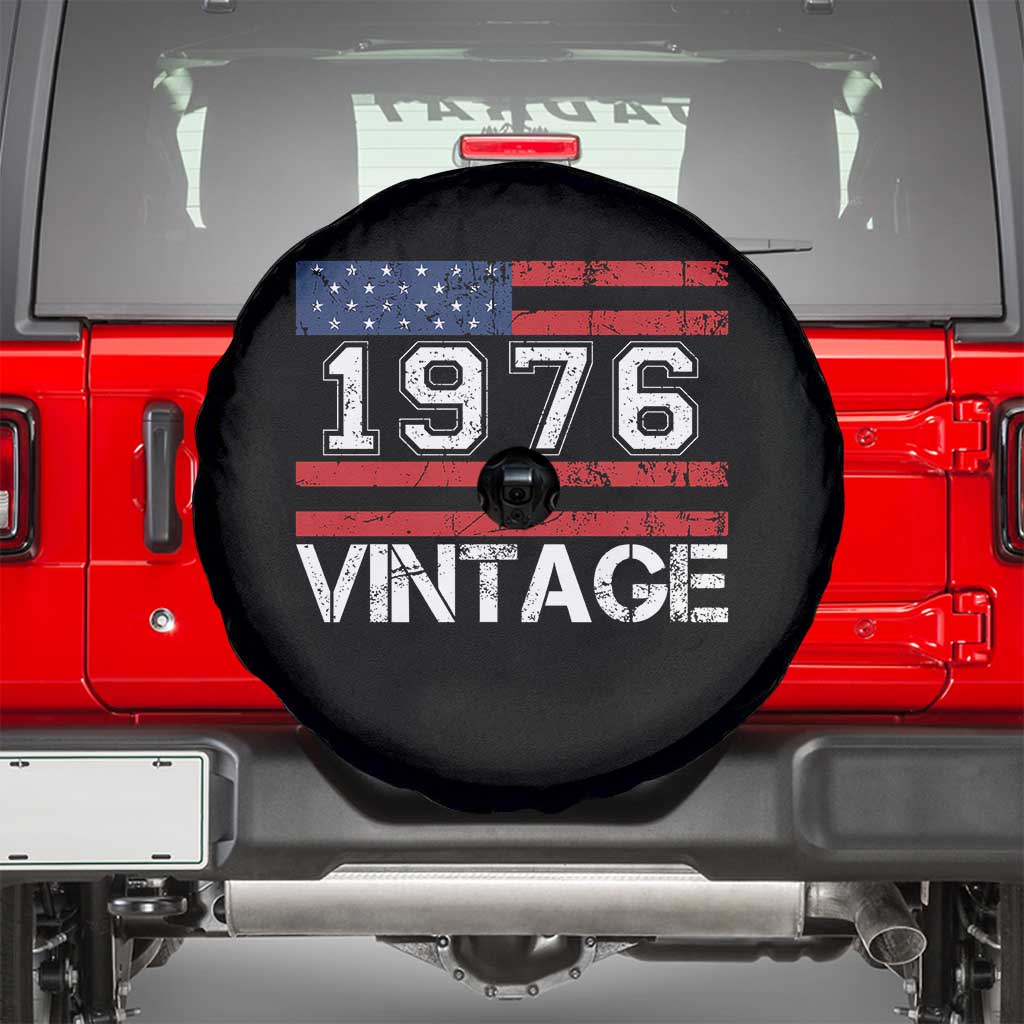 Vintage 50th Birthday Spare Tire Cover Retro 1976 American Flag 50 Year Old TS10 Black Print Your Wear
