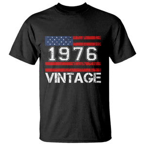 Vintage 50th Birthday T Shirt - Retro 1976 American Flag 50 Year Old Birthday Tee TS10 Black Print Your Wear