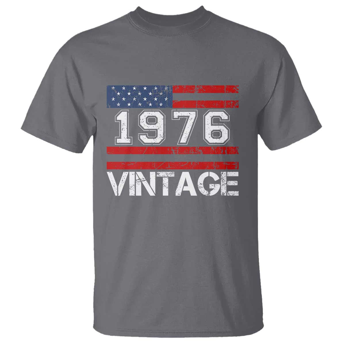 Vintage 50th Birthday T Shirt - Retro 1976 American Flag 50 Year Old Birthday Tee TS10 Charcoal Print Your Wear