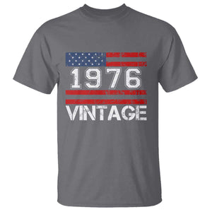 Vintage 50th Birthday T Shirt - Retro 1976 American Flag 50 Year Old Birthday Tee TS10 Charcoal Print Your Wear