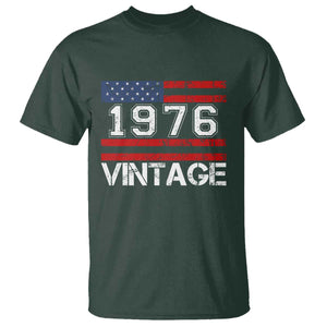 Vintage 50th Birthday T Shirt - Retro 1976 American Flag 50 Year Old Birthday Tee TS10 Dark Forest Green Print Your Wear