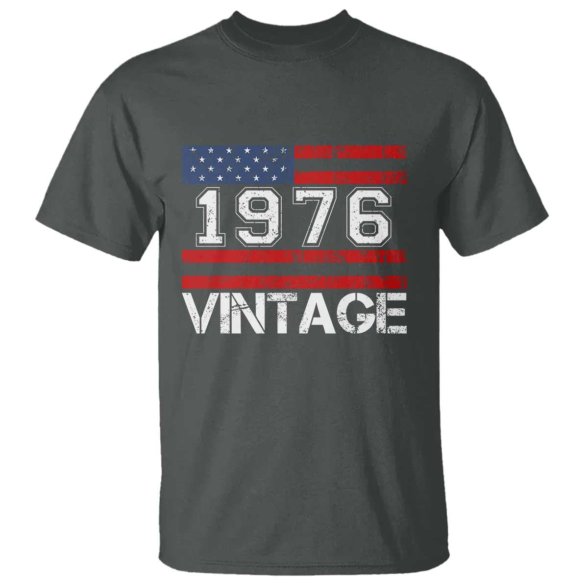 Vintage 50th Birthday T Shirt - Retro 1976 American Flag 50 Year Old Birthday Tee TS10 Dark Heather Print Your Wear