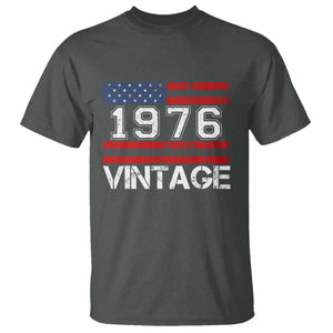 Vintage 50th Birthday T Shirt - Retro 1976 American Flag 50 Year Old Birthday Tee TS10 Dark Heather Print Your Wear