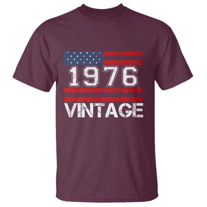 Vintage 50th Birthday T Shirt - Retro 1976 American Flag 50 Year Old Birthday Tee TS10 Maroon Print Your Wear