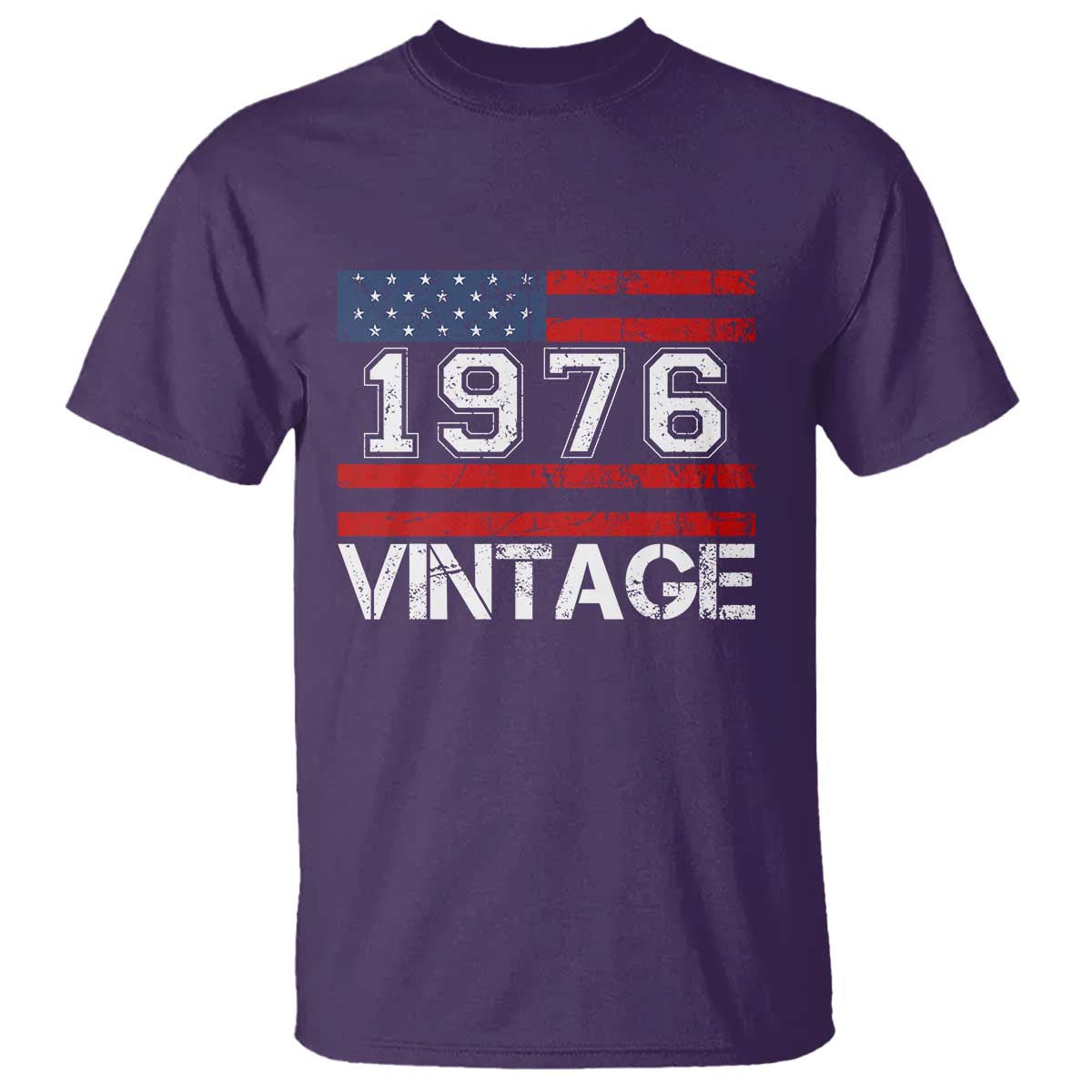 Vintage 50th Birthday T Shirt - Retro 1976 American Flag 50 Year Old Birthday Tee TS10 Purple Print Your Wear