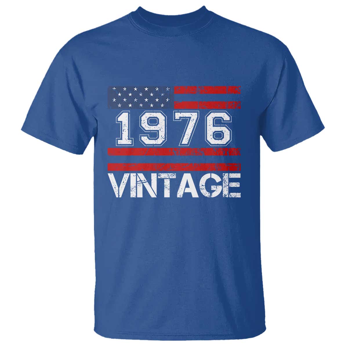 Vintage 50th Birthday T Shirt - Retro 1976 American Flag 50 Year Old Birthday Tee TS10 Royal Blue Print Your Wear