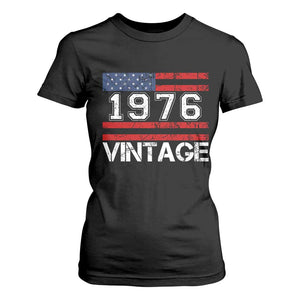 Vintage 50th Birthday T Shirt For Women Retro 1976 American Flag 50 Year Old TS10 Black Print Your Wear