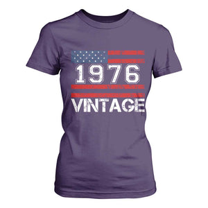 Vintage 50th Birthday T Shirt For Women Retro 1976 American Flag 50 Year Old TS10 Purple Print Your Wear