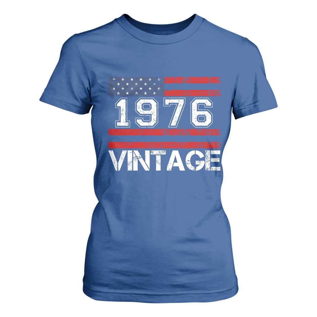 Vintage 50th Birthday T Shirt For Women Retro 1976 American Flag 50 Year Old TS10 Royal Blue Print Your Wear