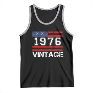 Vintage 50th Birthday Tank Top Retro 1976 American Flag 50 Year Old TS10 Black Athletic Heather Print Your Wear
