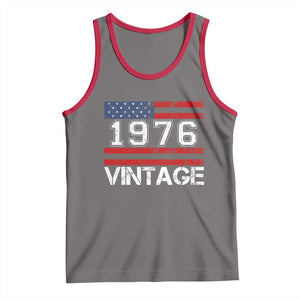 Vintage 50th Birthday Tank Top Retro 1976 American Flag 50 Year Old TS10 Deep Heather Red Print Your Wear