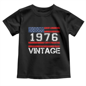 Vintage 50th Birthday Toddler T Shirt Retro 1976 American Flag 50 Year Old TS10 Black Print Your Wear