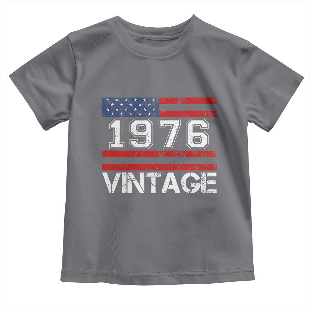 Vintage 50th Birthday Toddler T Shirt Retro 1976 American Flag 50 Year Old TS10 Charcoal Print Your Wear