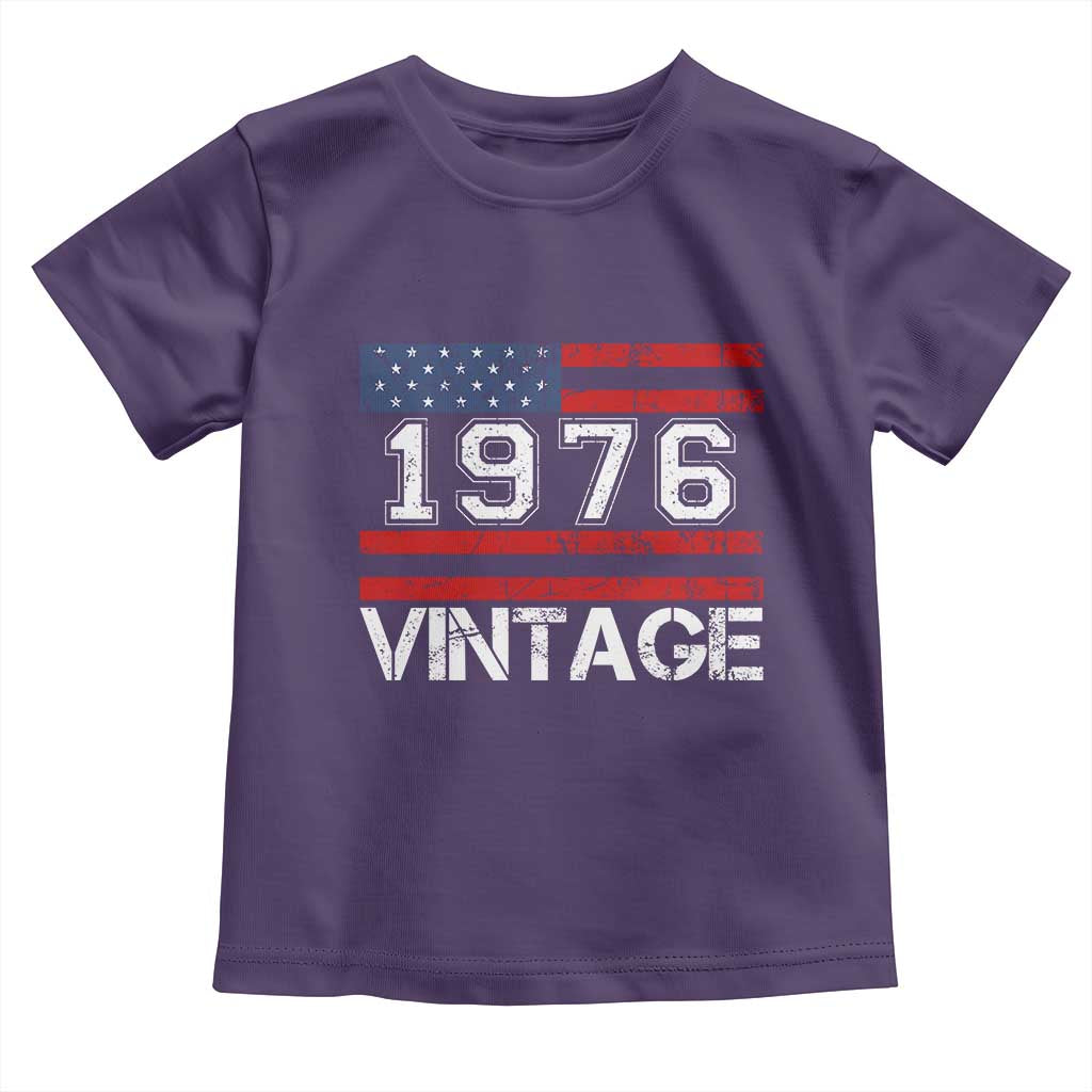 Vintage 50th Birthday Toddler T Shirt Retro 1976 American Flag 50 Year Old TS10 Purple Print Your Wear