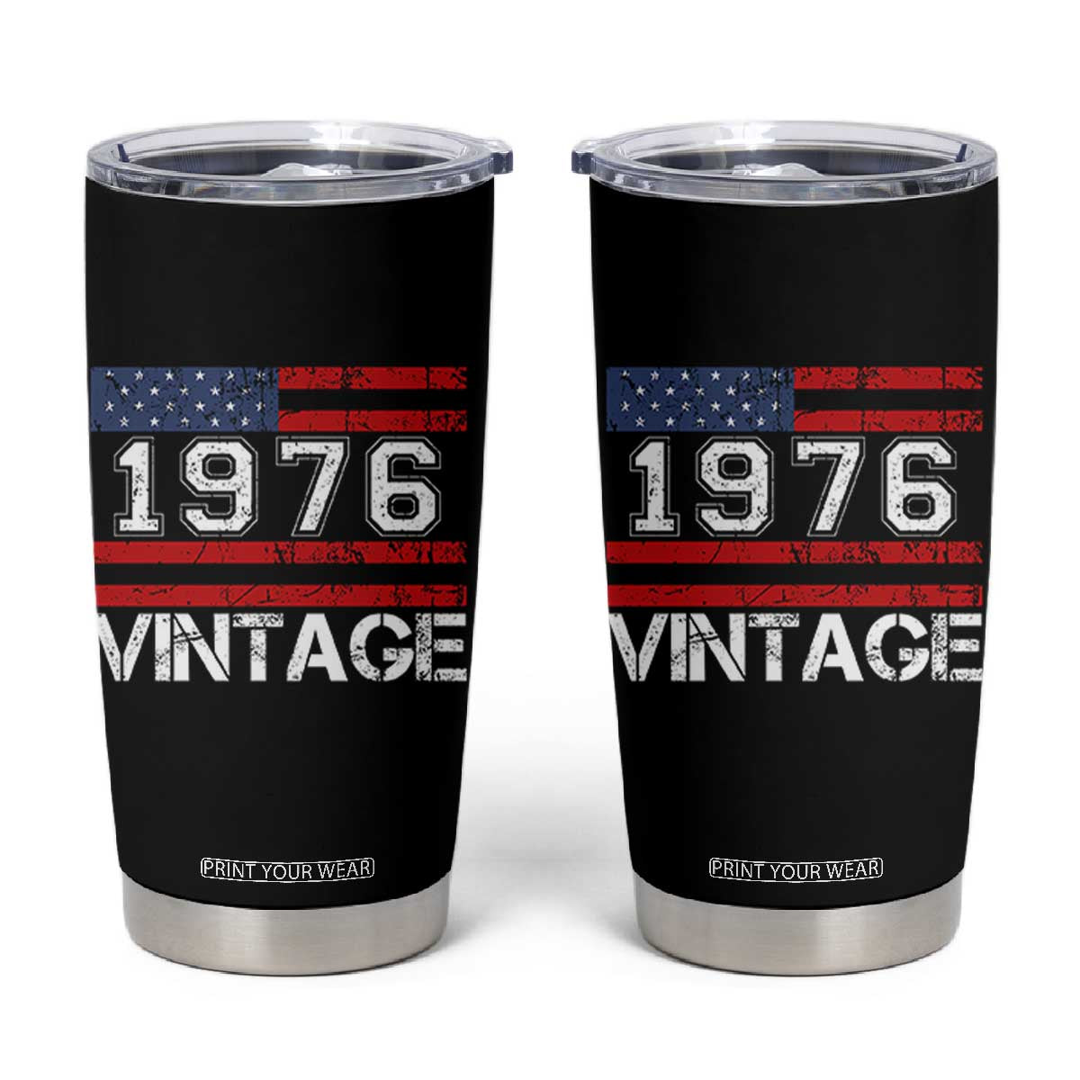 Vintage 50th Birthday Tumbler Cup Retro 1976 American Flag 50 Year Old TS10 Black Print Your Wear