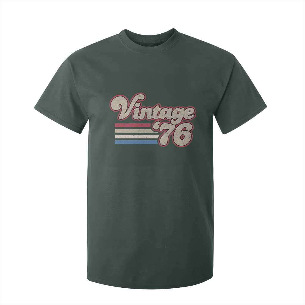 Vintage 50th Birthday T Shirt For Kid Retro 1976 50 Year Old Stripes TS10 Dark Forest Green Print Your Wear