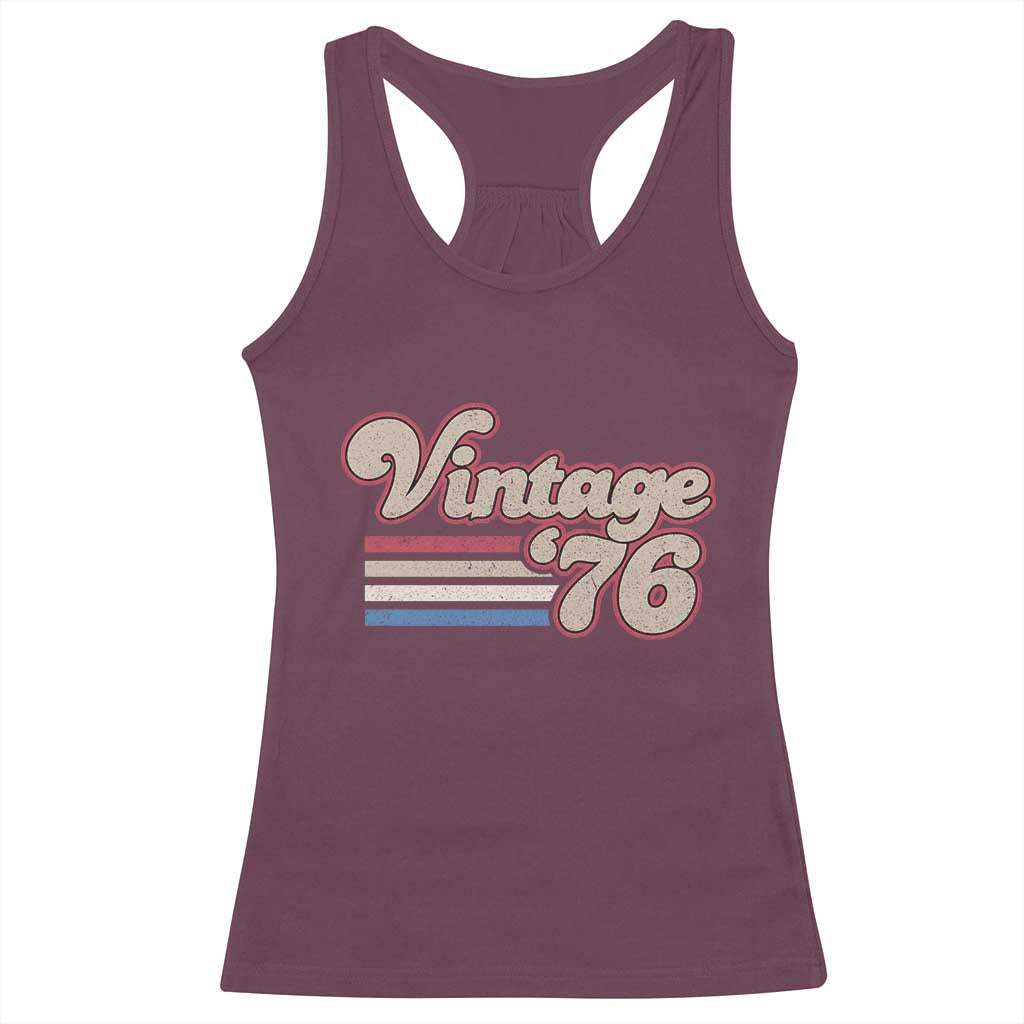 Vintage 50th Birthday Racerback Tank Top Retro 1976 50 Year Old Stripes TS10 Maroon Print Your Wear