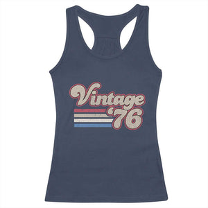 Vintage 50th Birthday Racerback Tank Top Retro 1976 50 Year Old Stripes TS10 Navy Print Your Wear