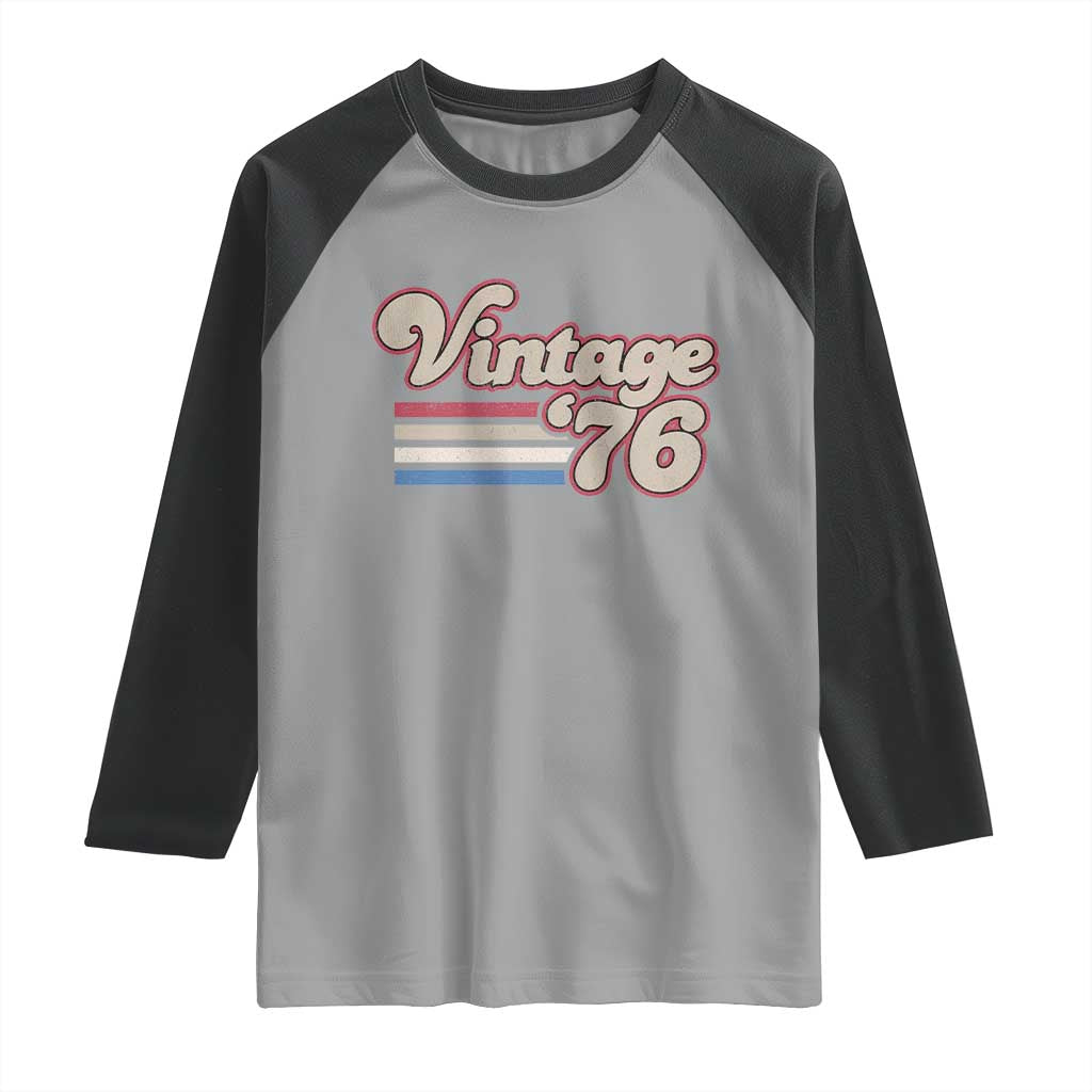 Vintage 50th Birthday Raglan Shirt Retro 1976 50 Year Old Stripes TS10 Sport Gray Black Print Your Wear
