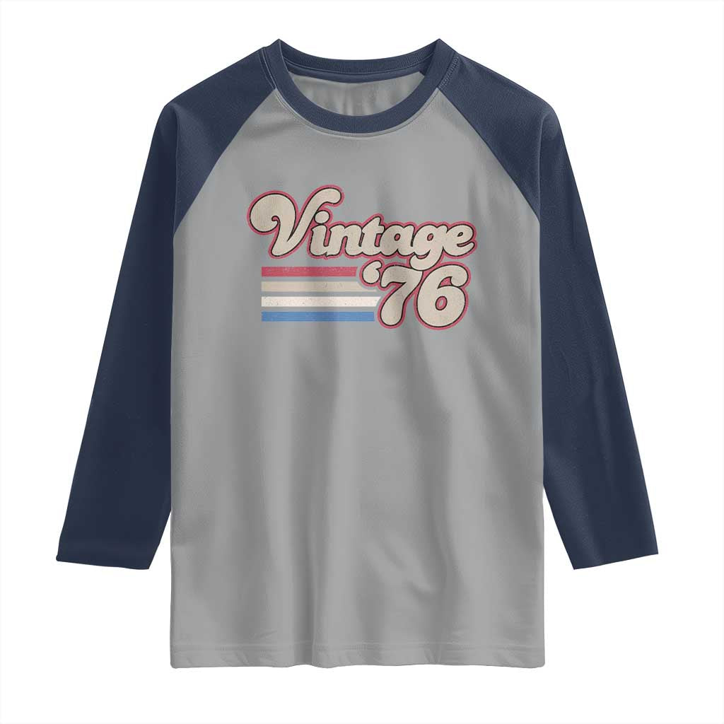 Vintage 50th Birthday Raglan Shirt Retro 1976 50 Year Old Stripes TS10 Sport Gray Navy Print Your Wear