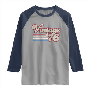 Vintage 50th Birthday Raglan Shirt Retro 1976 50 Year Old Stripes TS10 Sport Gray Navy Print Your Wear