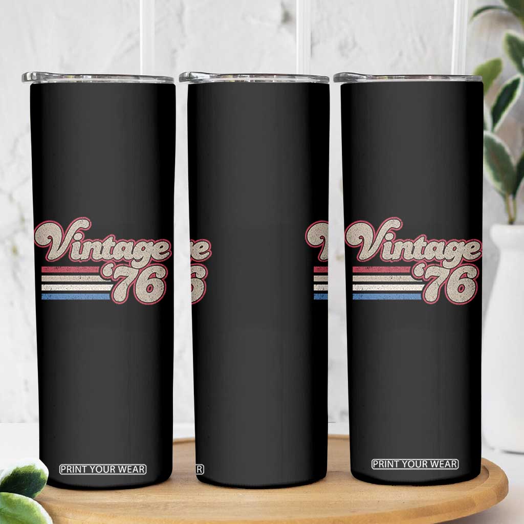 Vintage 50th Birthday Skinny Tumbler Retro 1976 50 Year Old Stripes TS10 Print Your Wear