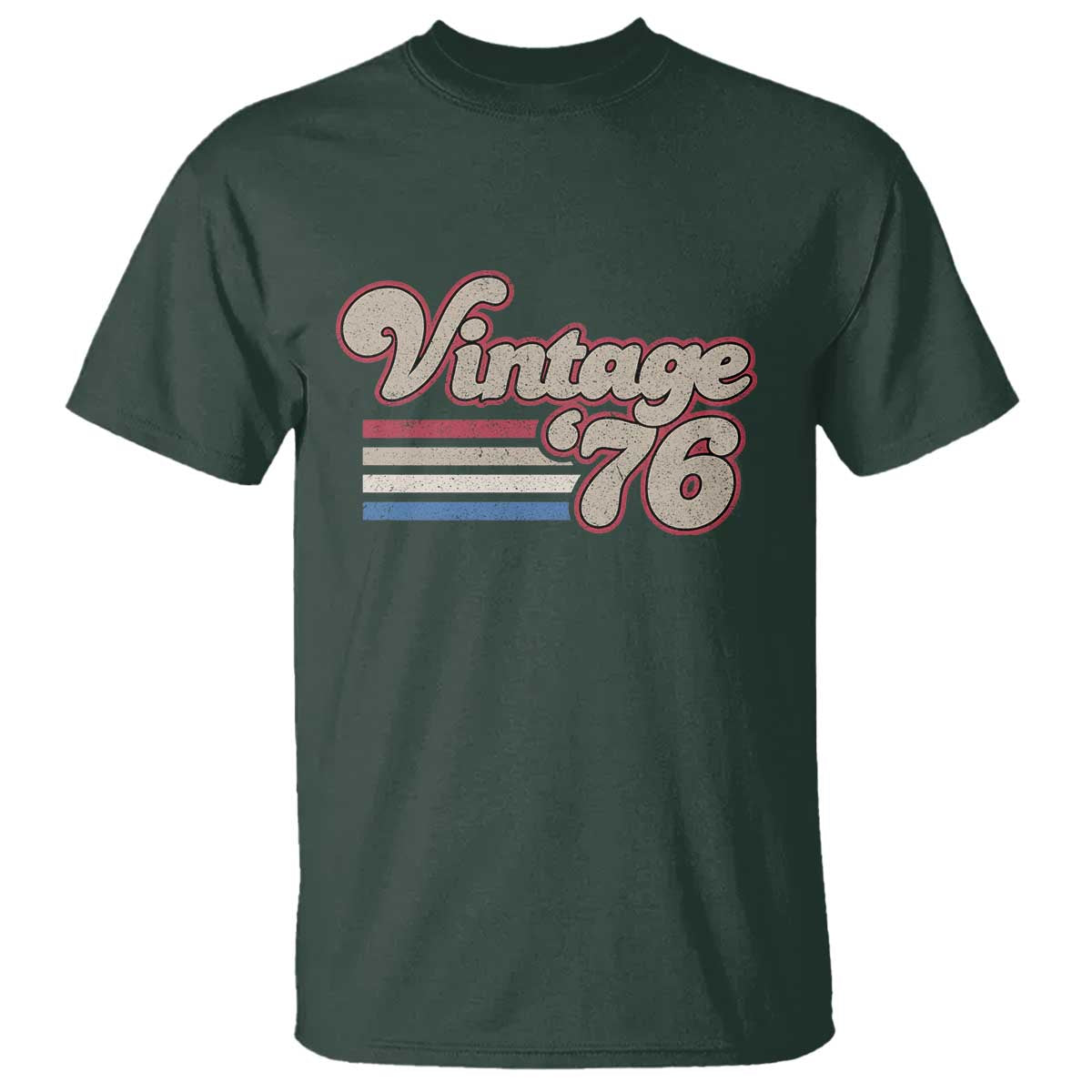 Vintage 50th Birthday T Shirt Retro 1976 50 Year Old Stripes TS10 Dark Forest Green Print Your Wear