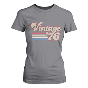 Vintage 50th Birthday T Shirt For Women Retro 1976 50 Year Old Stripes TS10 Charcoal Print Your Wear