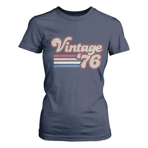 Vintage 50th Birthday T Shirt For Women Retro 1976 50 Year Old Stripes TS10 Navy Print Your Wear