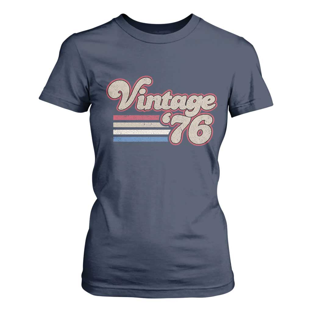 Vintage 50th Birthday T Shirt For Women Retro 1976 50 Year Old Stripes TS10 Navy Print Your Wear