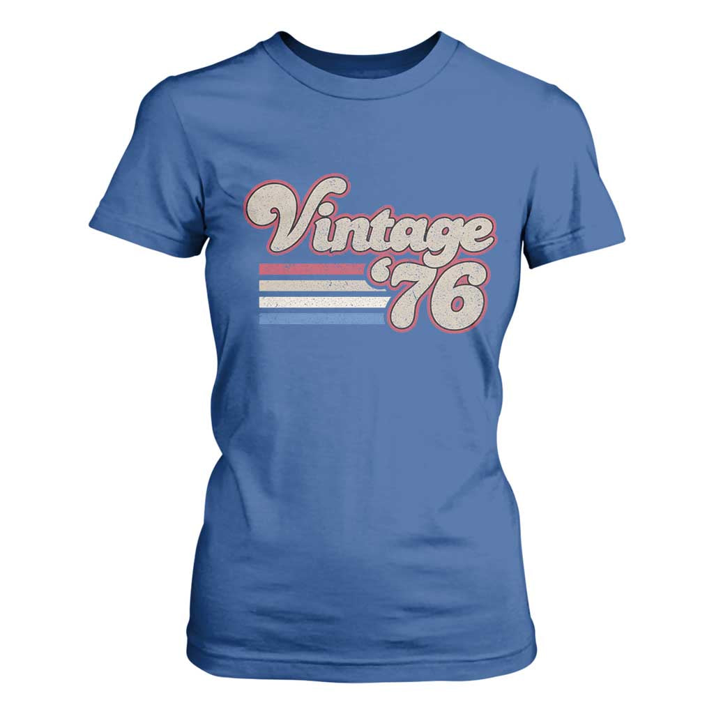 Vintage 50th Birthday T Shirt For Women Retro 1976 50 Year Old Stripes TS10 Royal Blue Print Your Wear