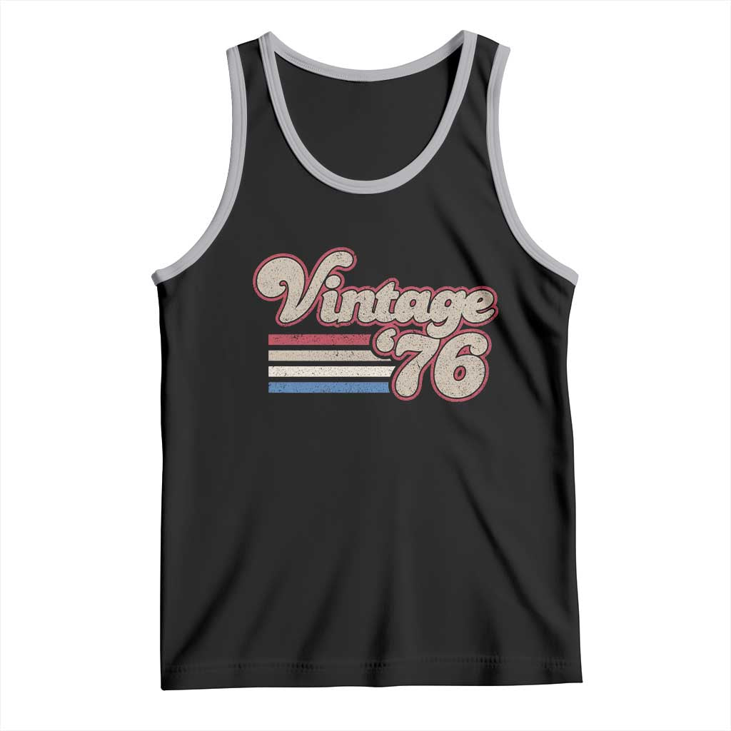 Vintage 50th Birthday Tank Top Retro 1976 50 Year Old Stripes TS10 Black Athletic Heather Print Your Wear