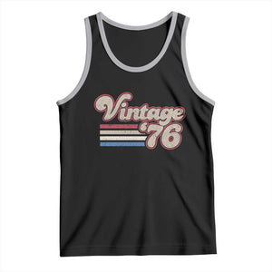 Vintage 50th Birthday Tank Top Retro 1976 50 Year Old Stripes TS10 Black Athletic Heather Print Your Wear