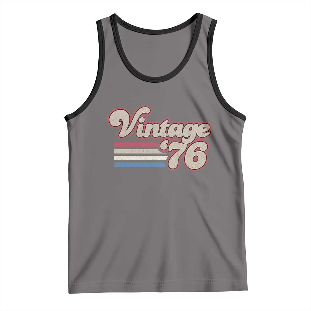 Vintage 50th Birthday Tank Top Retro 1976 50 Year Old Stripes TS10 Deep Heather Black Print Your Wear