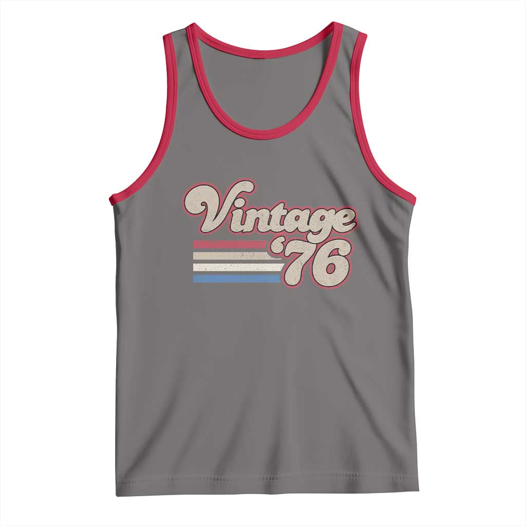 Vintage 50th Birthday Tank Top Retro 1976 50 Year Old Stripes TS10 Deep Heather Red Print Your Wear