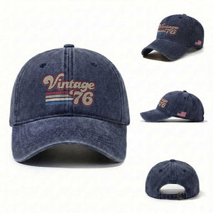 Vintage 50th Birthday Washed Cotton Baseball Cap Retro 1976 50 Year Old Stripes