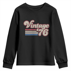 Vintage 50th Birthday Youth Sweatshirt Retro 1976 50 Year Old Stripes TS10 Black Print Your Wear
