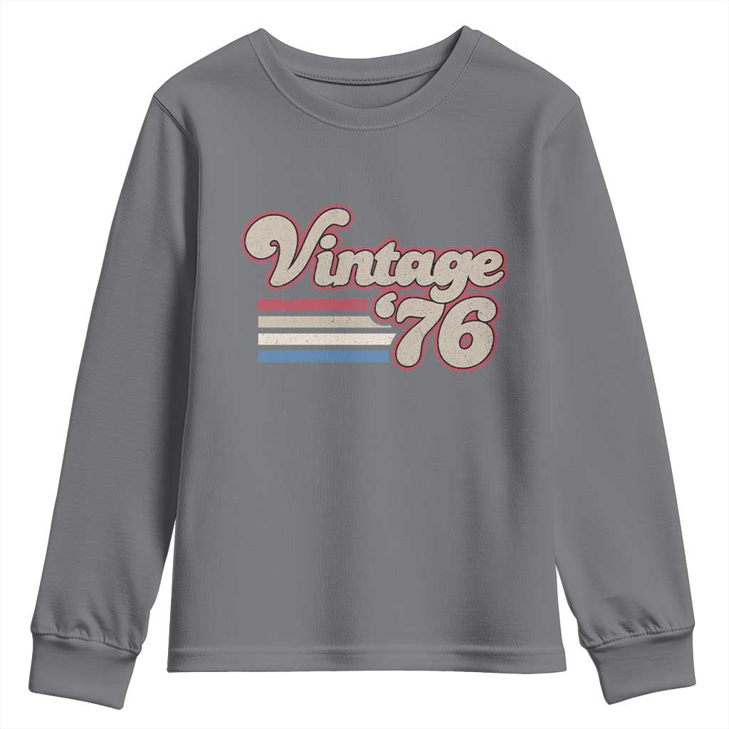 Vintage 50th Birthday Youth Sweatshirt Retro 1976 50 Year Old Stripes TS10 Charcoal Print Your Wear